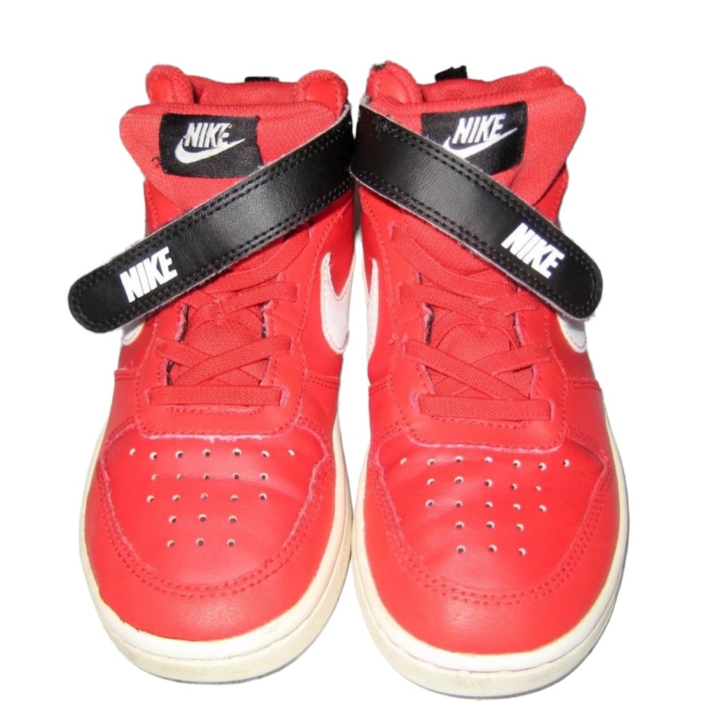Stylish Nike Boys Court Borough Mid 2 Red Running Shoes Lace-up Size 1.5Y